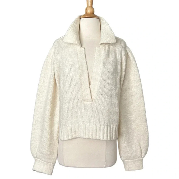 dh NEW YORK Merino Wool Baby Alpaca Cropped Knit Sweater Neutral Casual, Medium - Picture 16 of 16